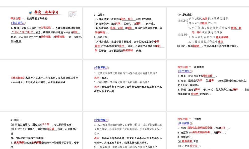 【世纪金榜】2014新学期中考生物 八下 免疫与计划免疫二 （知识点汇集+含2013教师典型题）复习课件 新人教版