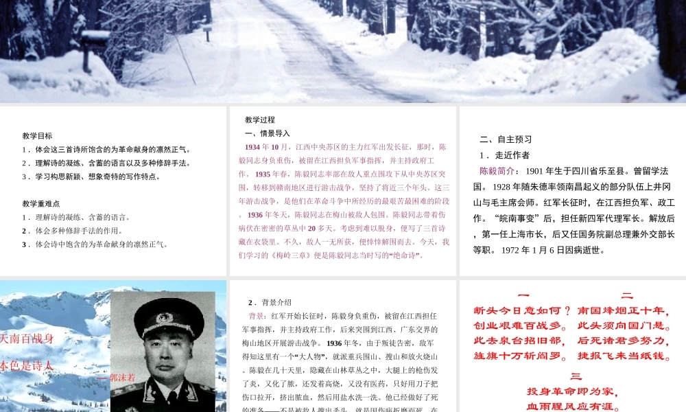 2019年春九年级语文下册 第一单元 第2课 梅岭三章课件 新人教版