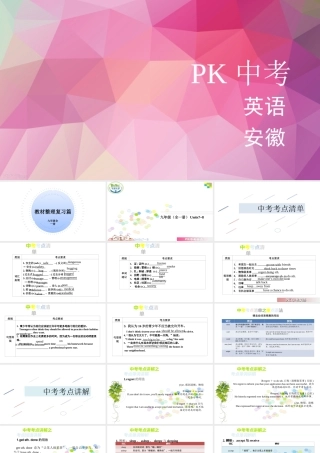 PK中考安徽省中考英语 第一部分 教材整理复习篇 九全 Units 7-8课件-人教版初中九年级全册英语课件