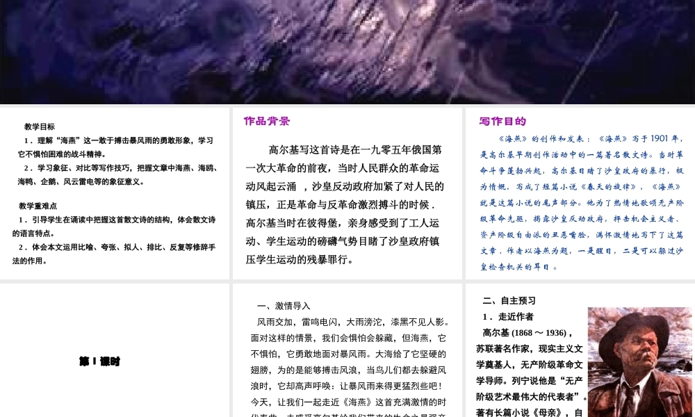 2019年春九年级语文下册 第一单元 第4课 海燕课件 新人教版