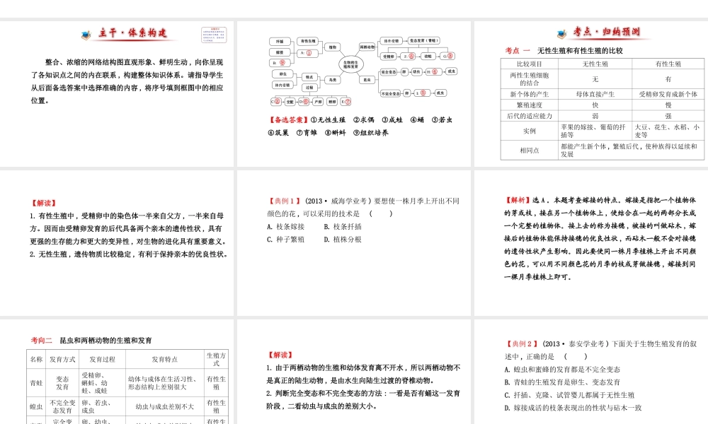 【世纪金榜】2014新学期中考生物 八下 第七单元 第一章阶段专题复习（知识点汇集+含2013教师典型题）课件 新人教版