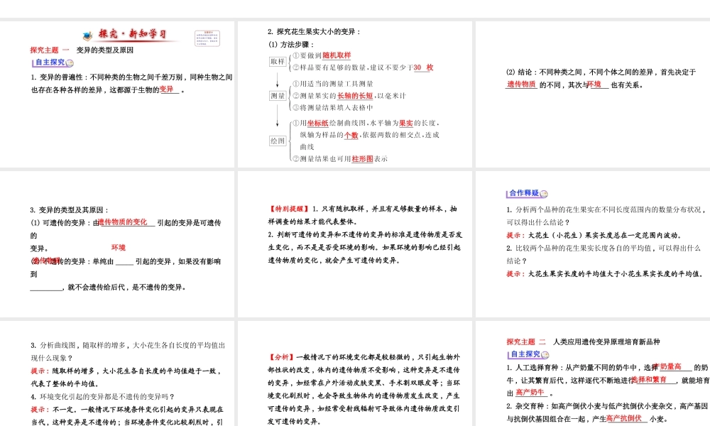 【世纪金榜】2014新学期中考生物 八下 生物的变异 （知识点汇集+含2013教师典型题）复习课件 新人教版