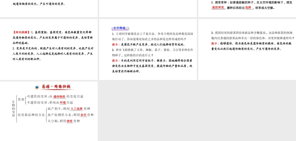 【世纪金榜】2014新学期中考生物 八下 生物的变异 （知识点汇集+含2013教师典型题）复习课件 新人教版