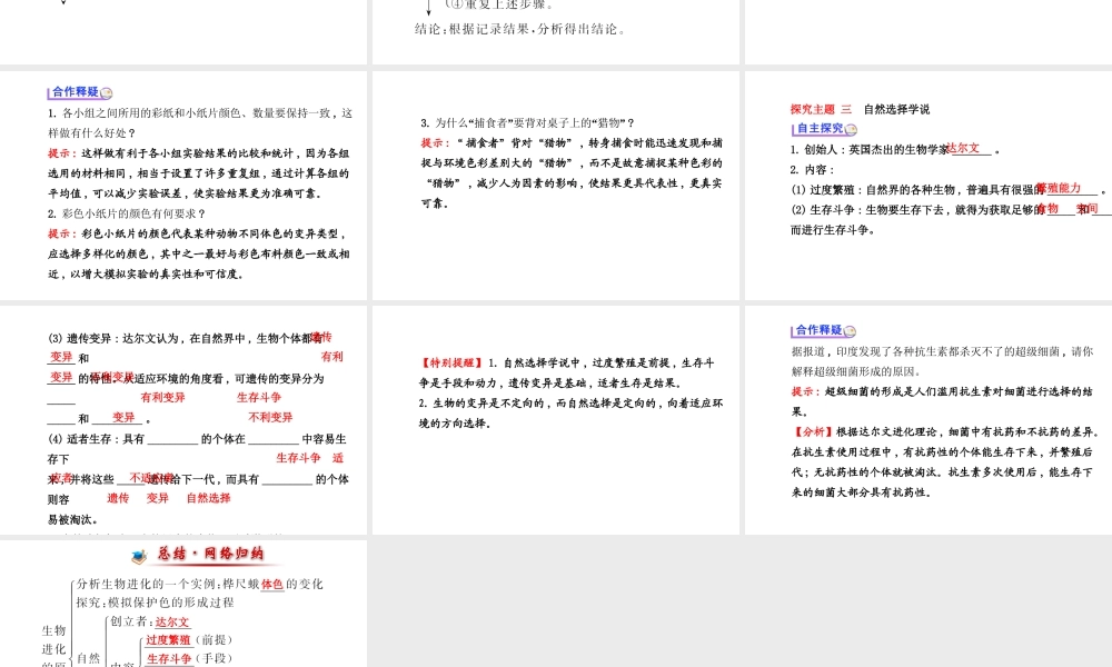 【世纪金榜】2014新学期中考生物 八下 生物进化的原因 （知识点汇集+含2013教师典型题）复习课件 新人教版