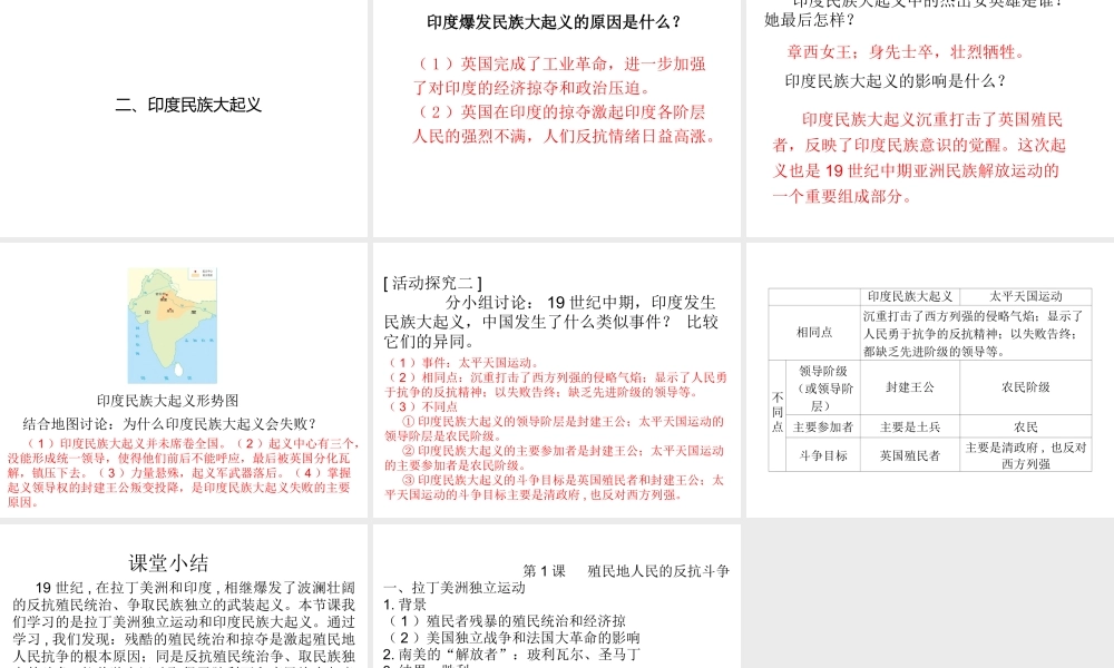 2020九年级历史下册 第一单元 殖民地人民的反抗与资本主义制度的扩展 第1课 殖民地人民的反抗斗争课件1 新人教版-新人教版初中九年级下册历史课件