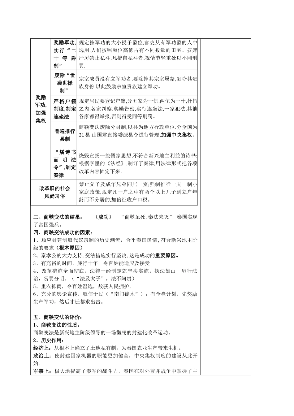 河北省2011届高考历史复习 商鞅变法学案2 新人教版_第3页