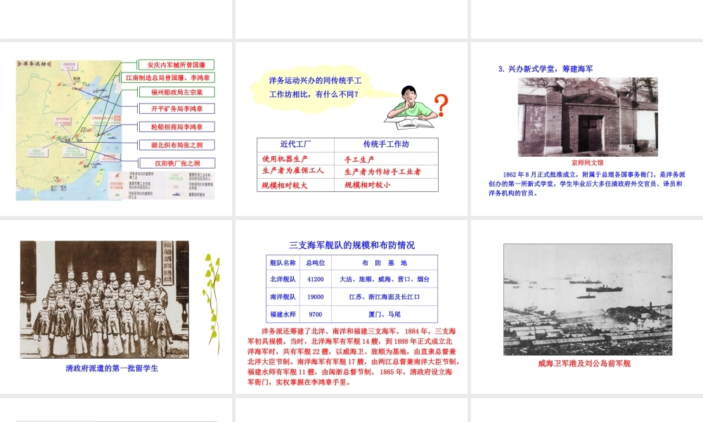 【世纪金榜】2015-2016学年八年级历史上册 情境互动课型 2.5 洋务运动课件 川教版