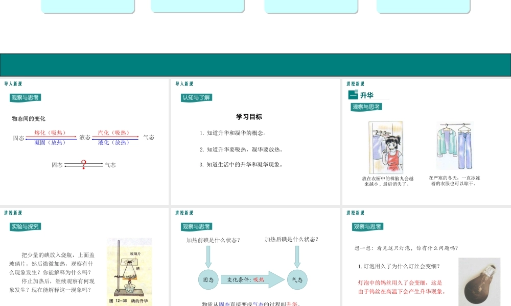2020秋九年级物理全册 第十二章 温度与物态变化 第四节 升华与凝华教学课件 （新版）沪科版-（新版）沪科版初中九年级全册物理课件