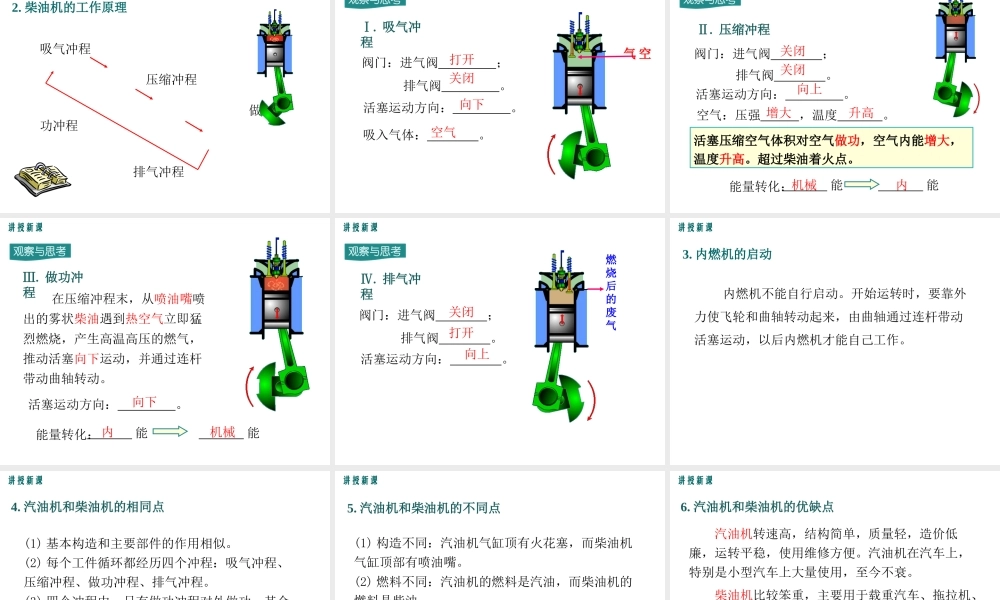 2020秋九年级物理上册 第二章 改变世界的热机 2 内燃机教学课件 （新版）教科版-（新版）教科版初中九年级上册物理课件