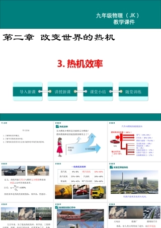 2020秋九年级物理上册 第二章 改变世界的热机 3 热机效率教学课件 （新版）教科版-（新版）教科版初中九年级上册物理课件