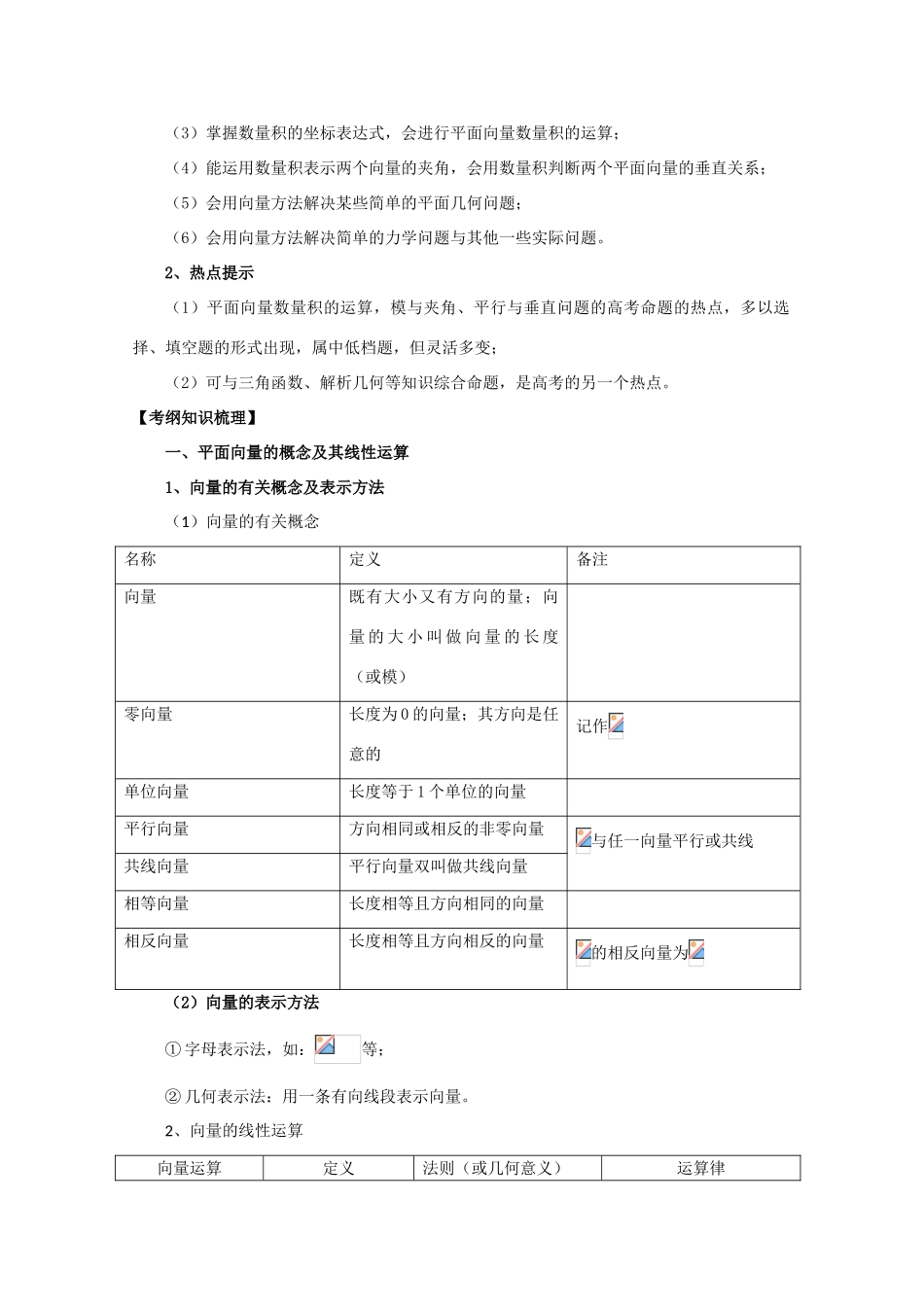 河北省2011年高考数学一轮复习 4.1平面向量 精品导学案_第3页