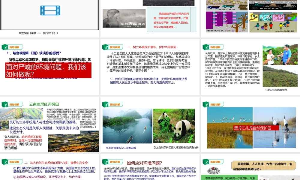 2019年九年级道德与法治下册 第2单元 建设美丽中国 第3课 推进生态文明建设 第2框 珍爱共同家园课件 北师大版