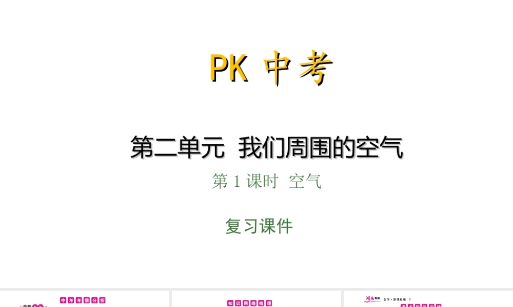 PK中考（湖南专用）中考化学总复习 第2单元 我们周围的空气 第1课时 空气课件-人教版初中九年级全册化学课件