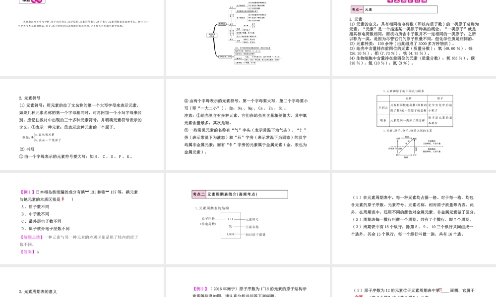 PK中考（湖南专用）中考化学总复习 第3单元 物质构成的奥秘 第2课时 元素课件-人教版初中九年级全册化学课件