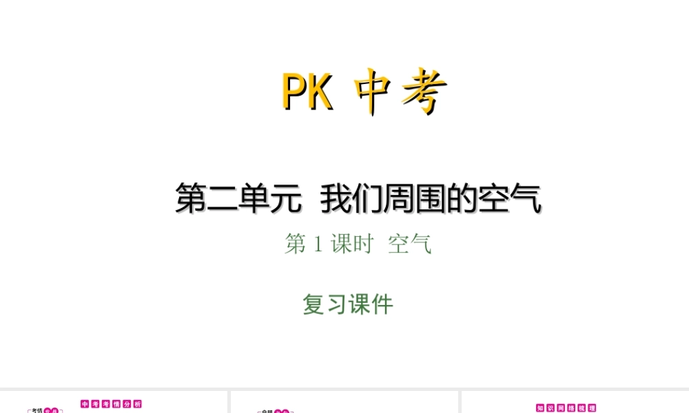 PK中考（安徽专用）中考化学总复习 第2单元 我们周围的空气 第1课时 空气课件-人教版初中九年级全册化学课件