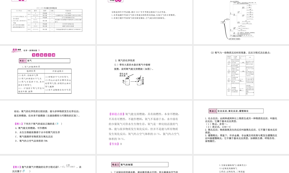 PK中考（安徽专用）中考化学总复习 第2单元 我们周围的空气 第2课时 氧气及其制取课件-人教版初中九年级全册化学课件
