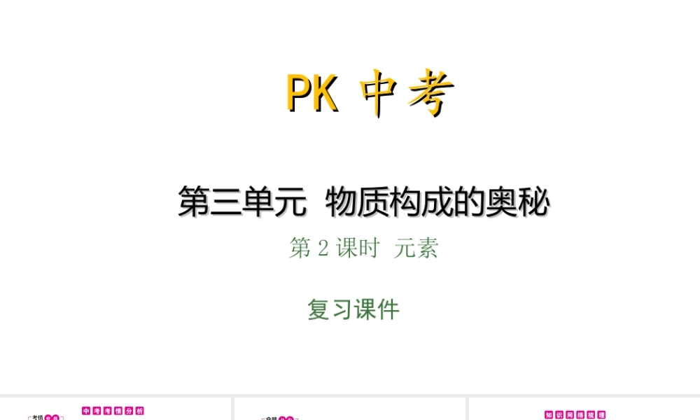 PK中考（安徽专用）中考化学总复习 第3单元 物质构成的奥秘 第2课时 元素课件-人教版初中九年级全册化学课件