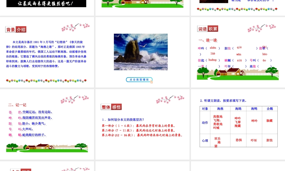 2019年九年级语文下册 第一单元 4 海燕课件 新人教版