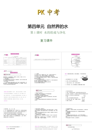 PK中考（安徽专用）中考化学总复习 第4单元 自然界的水 第1课时 水的组成与净化课件-人教版初中九年级全册化学课件