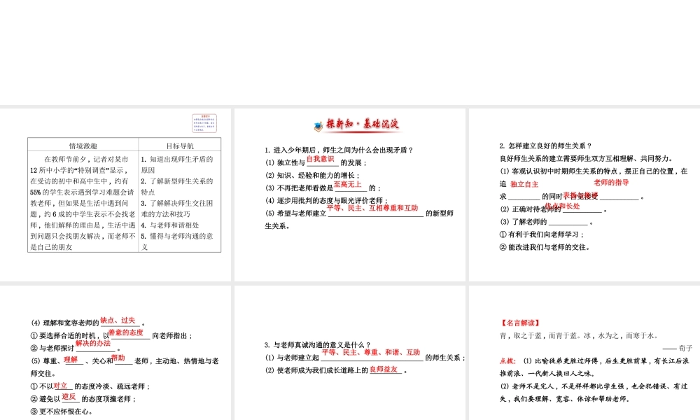 【世纪金榜】八年级政治上册 1.2.2 良师与益友课件 教科版