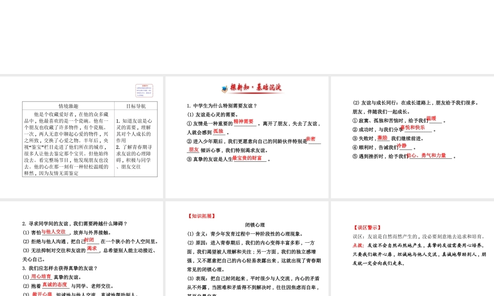 【世纪金榜】八年级政治上册 2.3 有朋友的感觉课件 教科版