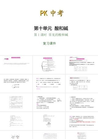 PK中考（湖南专用）中考化学总复习 第10单元 酸和碱 第1课时 常见的酸和碱课件-人教版初中九年级全册化学课件