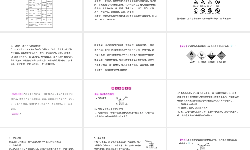 PK中考（安徽专用）中考化学总复习 第7单元 燃料及其利用 第1课时 燃烧和灭火课件-人教版初中九年级全册化学课件