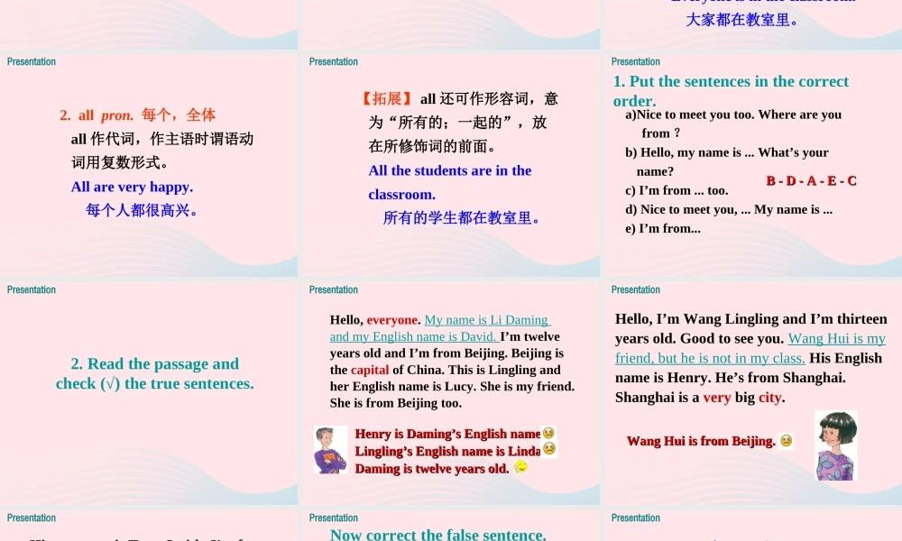 2019秋七年级英语上册 Module 1 My classmates Unit 2 I’m Wang Lingling and I’m thirteen years old课件