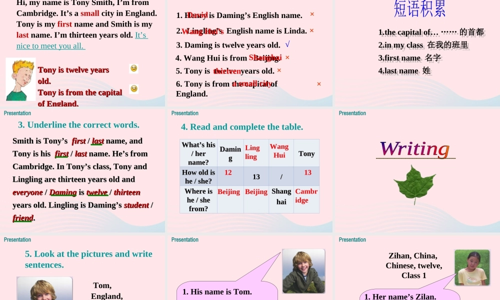 2019秋七年级英语上册 Module 1 My classmates Unit 2 I’m Wang Lingling and I’m thirteen years old课件