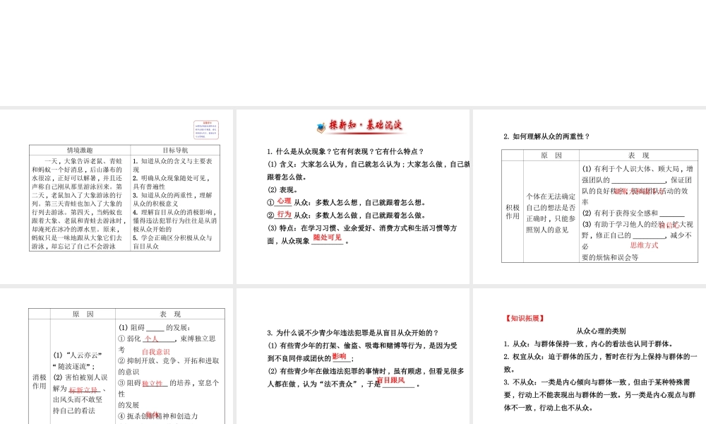 【世纪金榜】八年级政治上册 3.6.1 剖析从众课件 教科版