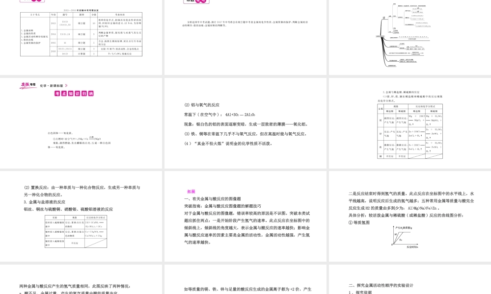 PK中考（安徽专用）中考化学总复习 第8单元 金属和金属材料 第2课时 金属的化学性质课件-人教版初中九年级全册化学课件
