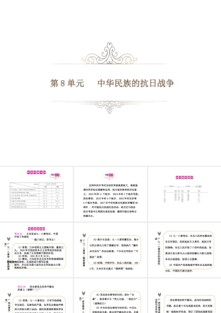 PK中考（湖南专用）中考历史总复习 第八单元 中华民族的抗日战争课件-人教版初中九年级全册历史课件
