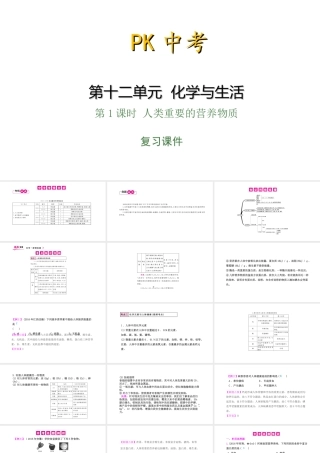 PK中考（安徽专用）中考化学总复习 第12单元 化学与生活 第1课时 人类重要的营养物质课件-人教版初中九年级全册化学课件