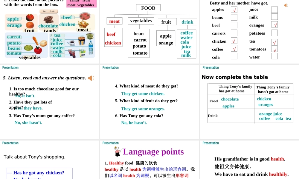 2019秋七年级英语上册 Module 4 Healthy food Unit 1 We’ve got lots of apples课件