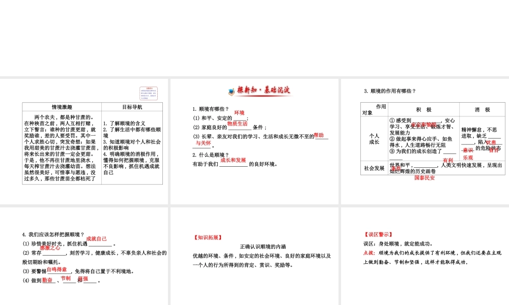 【世纪金榜】八年级政治上册 5.10.1 成亦顺境，败亦顺境课件 教科版