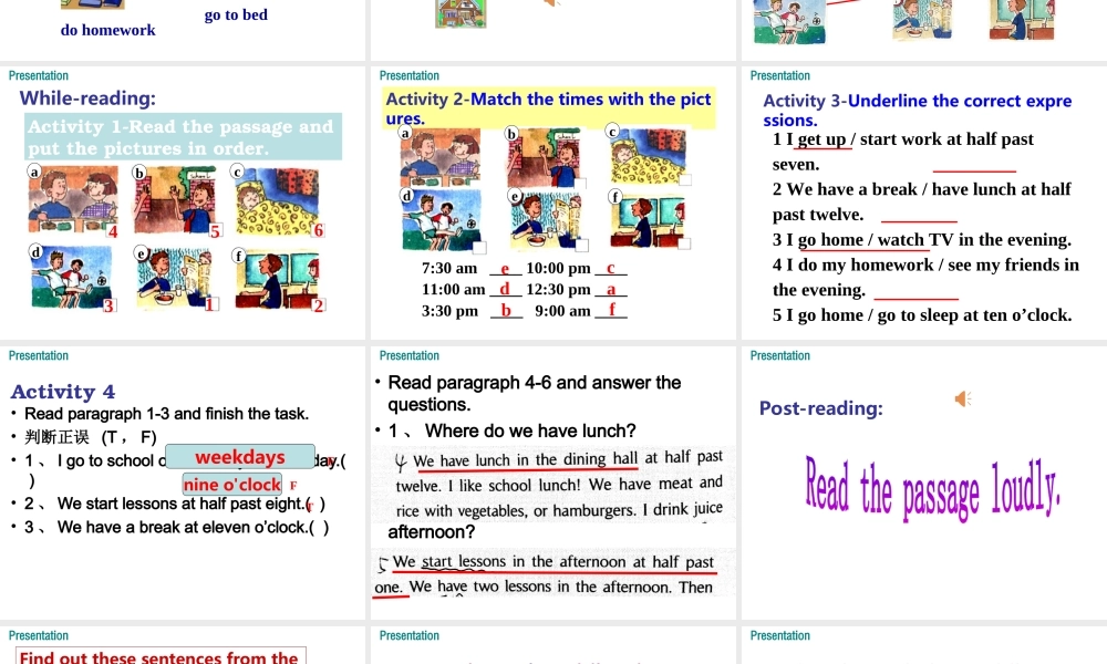 2019秋七年级英语上册 Module 5 My school day Unit 2.We start work at nine o’clock课件