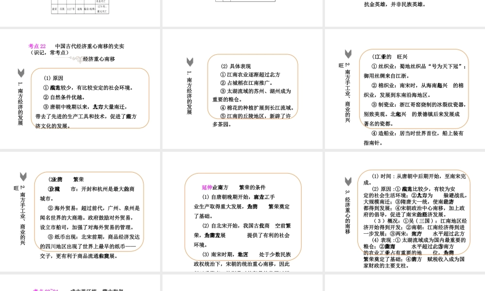 PK中考（湖南专用）中考历史总复习 第三单元 经济重心的南移与民族关系的发展及课件-人教版初中九年级全册历史课件