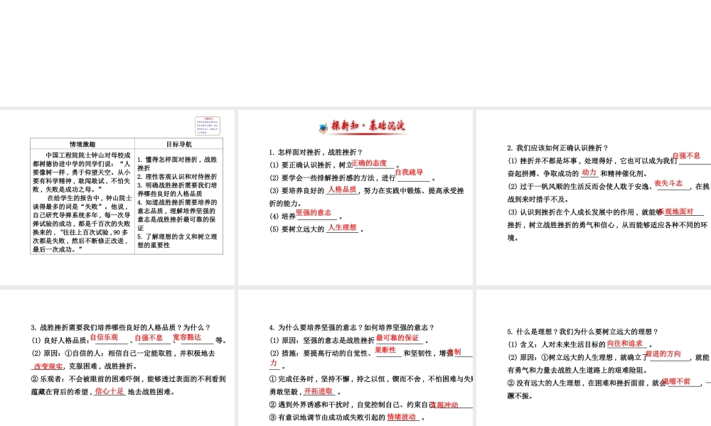 【世纪金榜】八年级政治上册 5.11.2 战胜挫折课件 教科版