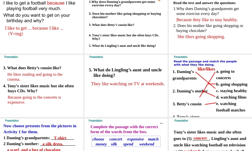 2019秋七年级英语上册 Module 8 Choosing presents Unit 2 She often goes to concerts课件