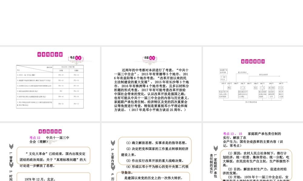 PK中考（湖南专用）中考历史总复习 第十二单元 建设中国特色社会主义课件-人教版初中九年级全册历史课件