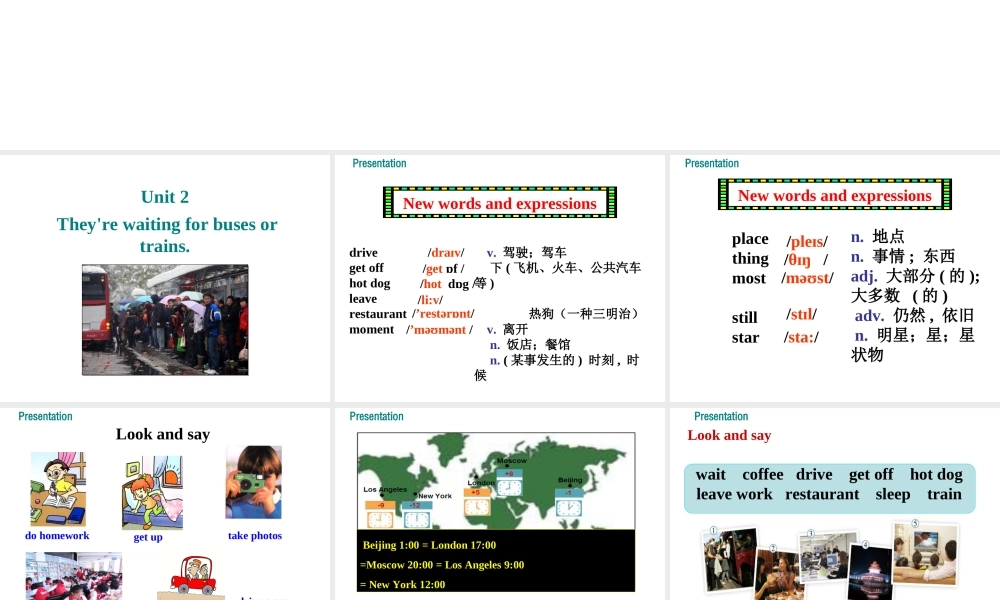 2019秋七年级英语上册 Module 9 People and places Unit 2 They’re waiting for buses or trains课件
