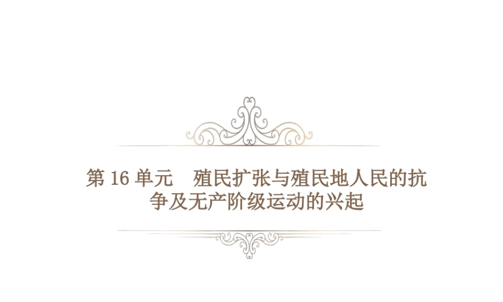 PK中考（湖南专用）中考历史总复习 第十六单元 殖民扩张与殖民地人民的抗争及无产阶级运动的兴起课件-人教版初中九年级全册历史课件