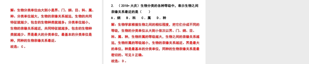 PK中考（江西专用）中考生物 八（一）根据生物的特征进行分类习题课件-人教版初中九年级全册生物课件