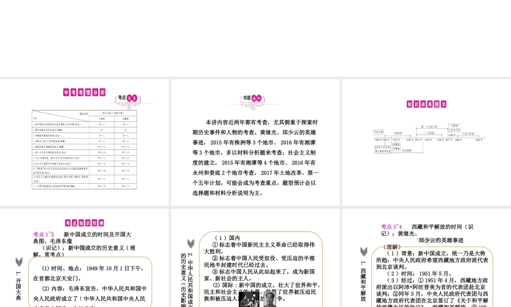PK中考（湖南专用）中考历史总复习 第十一单元 中华人民共和国的成立和巩固与社会主义道路的探索课件-人教版初中九年级全册历史课件