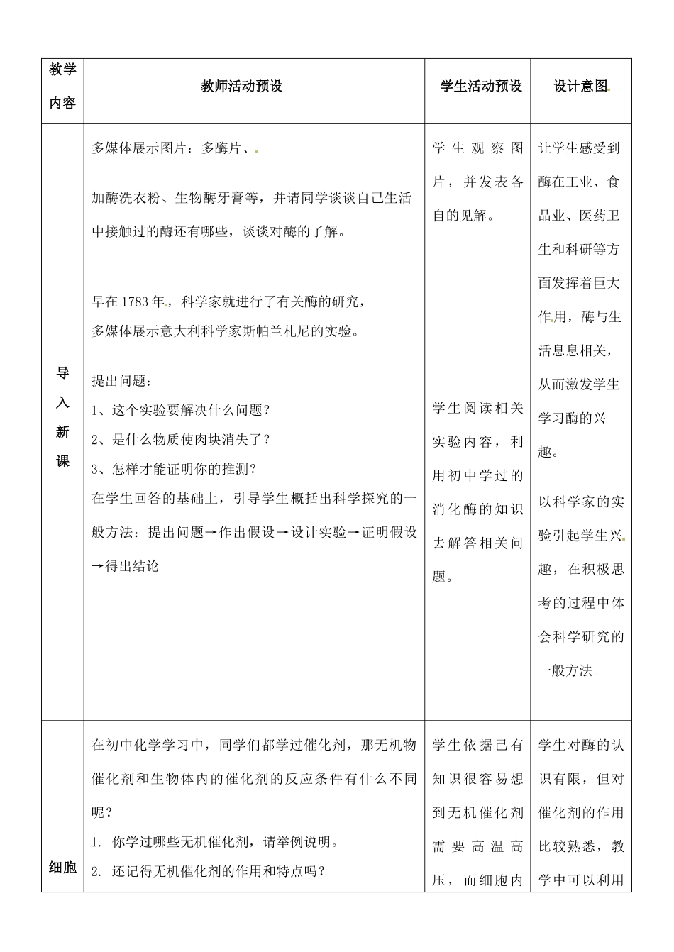 河北省乐亭新寨高级中学2014高中生物 降低化学反应活化能的酶教案 新人教版必修1_第2页