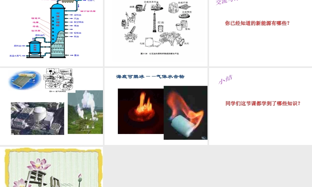 【倍速课时学练】2014九年级化学上册《6.2 化石燃料的利用》课件 （新版）鲁教版