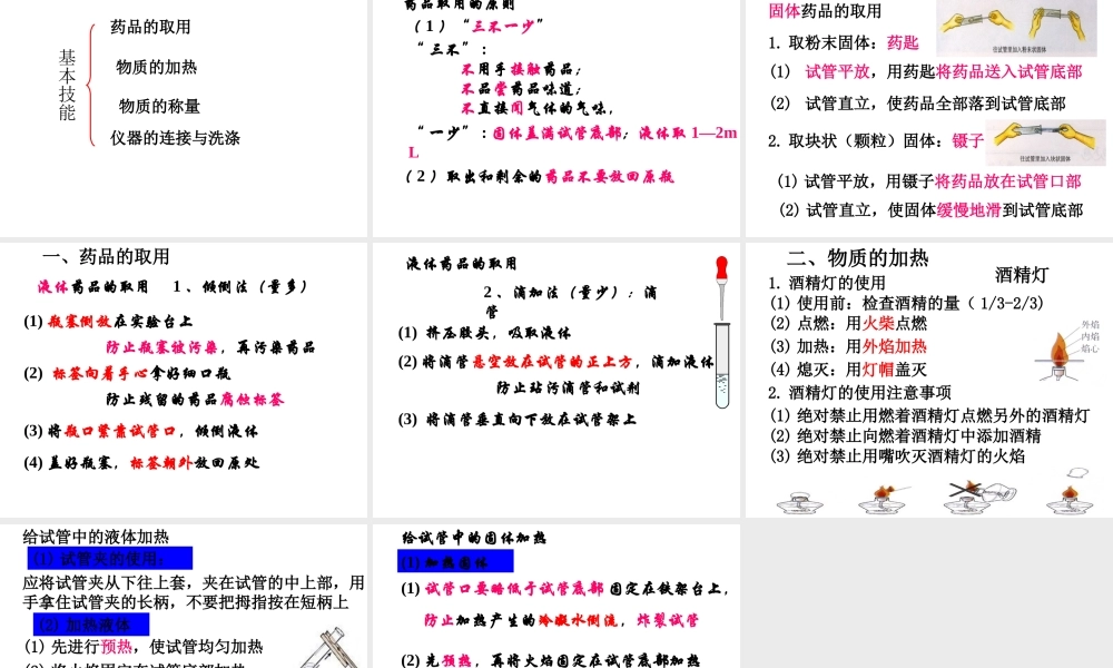 【倍速课时学练】2014九年级化学上册《实验室去 化学实验基本技能训练（一）》课件 （新版）鲁教版