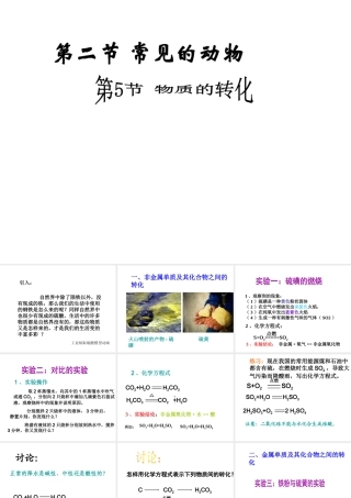 【倍速课时学练】2014秋九年级科学上册 第二章 第5节 物质的转化课件 （新版）浙教版