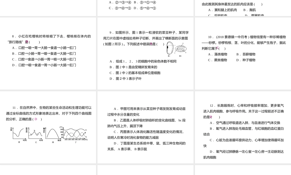 PK中考（江西专用）中考生物模拟试卷三课件-人教版初中九年级全册生物课件