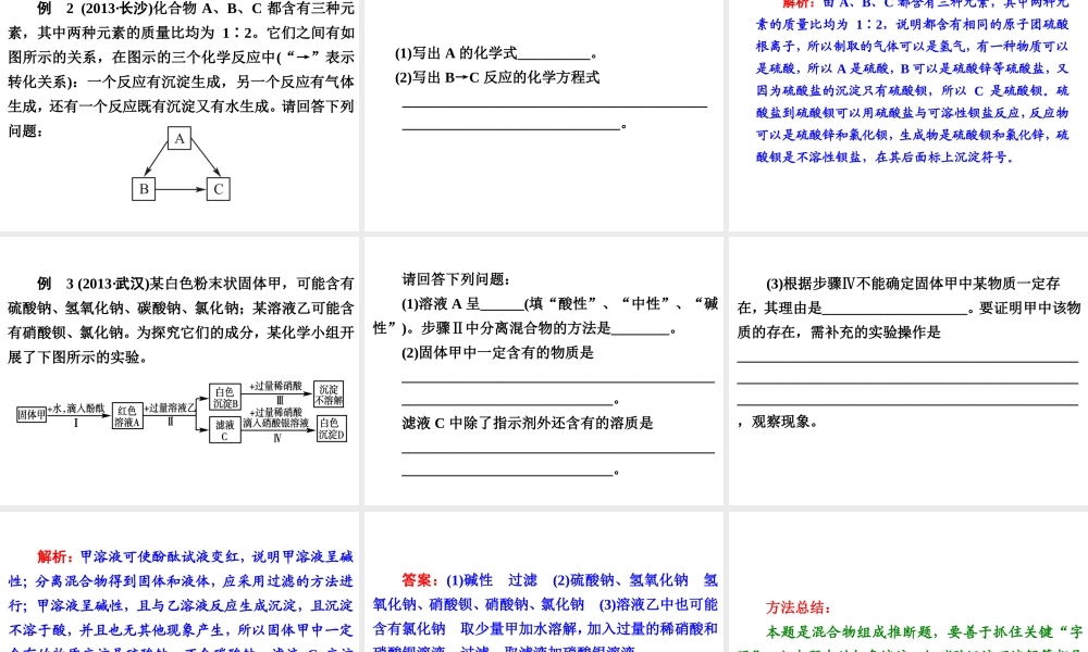 【中考备战策略】2014年中考化学总复习 第二部分 专题突破 专题五 物质的推断 （含13年中考典例）课件 鲁教版
